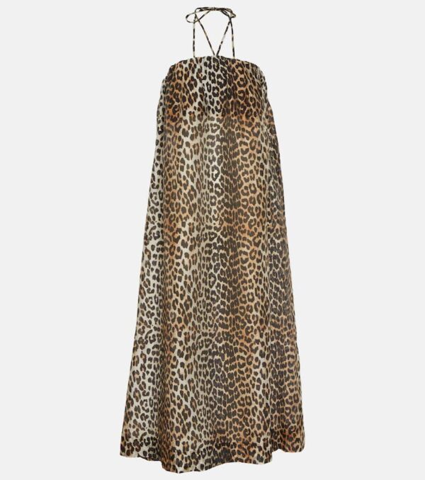 Ganni Leopard-print voile maxi dress