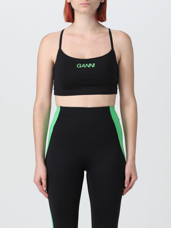 Ganni top in nylon with printed logo