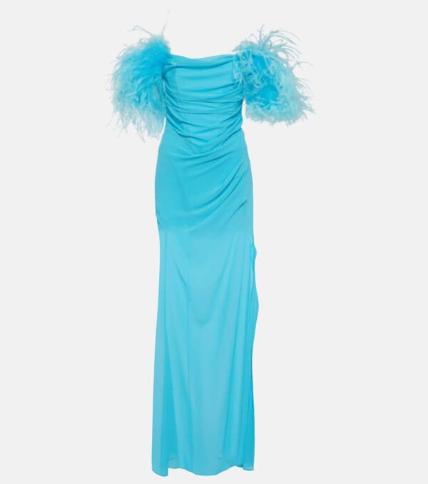 Giuseppe di Morabito Feather-trimmed georgette maxi dress