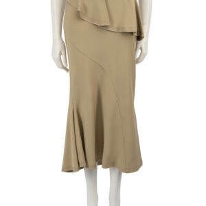 Givenchy Beige Peplum Ruffle Accent Midi Skirt