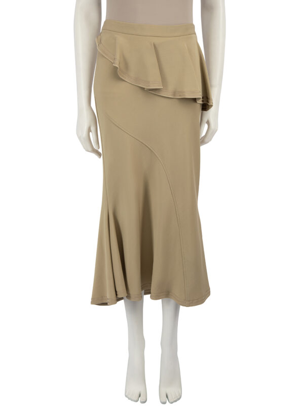 Givenchy Beige Peplum Ruffle Accent Midi Skirt