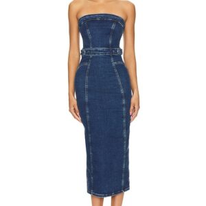 Good American Tube Midi Dress in Blue. Size 2X, L, M, S, XS.