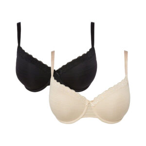 Gorgeous Womens/Ladies Burnout T-Shirt Bra (Pack of 2) (34DD) (Natural/Black)