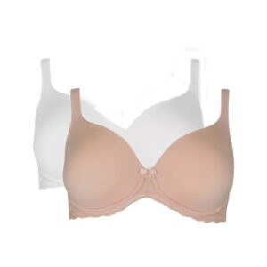 Gorgeous Womens/Ladies Wing Lace T-Shirt Bra (Pack of 2) (34F) (Taupe/White)