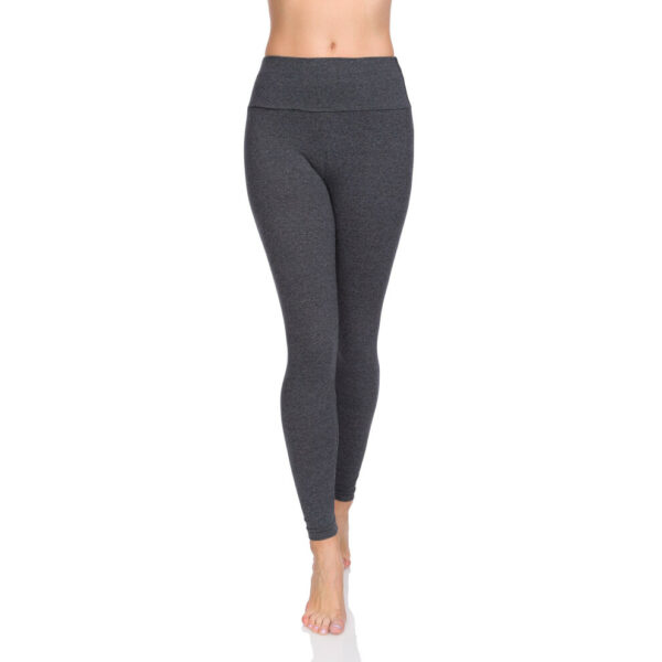 (Graphite, 16/18) FUTURO FASHION Women's Cotton Rich Full Length High Waisted Leggings Tummy Control Yoga Fitness Ladies Solid Slimming Stretchy Pants