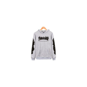 (Grey Black, M) Men Women Thsher Hip-Hop Skateboard Sweatshirts Pullover Coat Hoodie Sweater