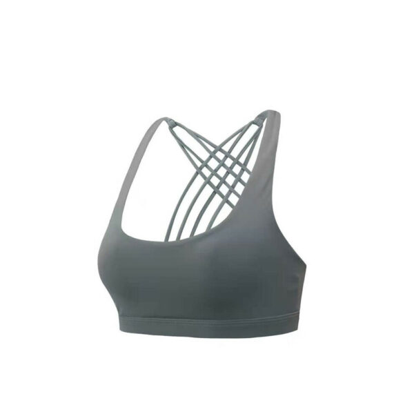 (Grey, S) Cross Womens Padded Back Sports Bra Tops Vest Gym Fitness Yoga Vest Tops Crop