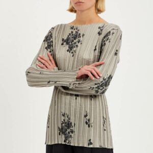 Grey Woven Pleated Top