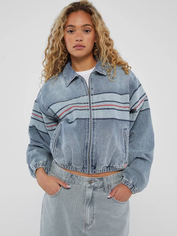 Guess Originals Striped Denim Bomber Jacket