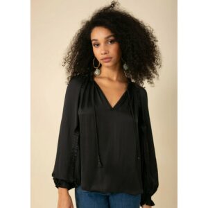 Hale Bob Remington Pleated Solid Top - Black