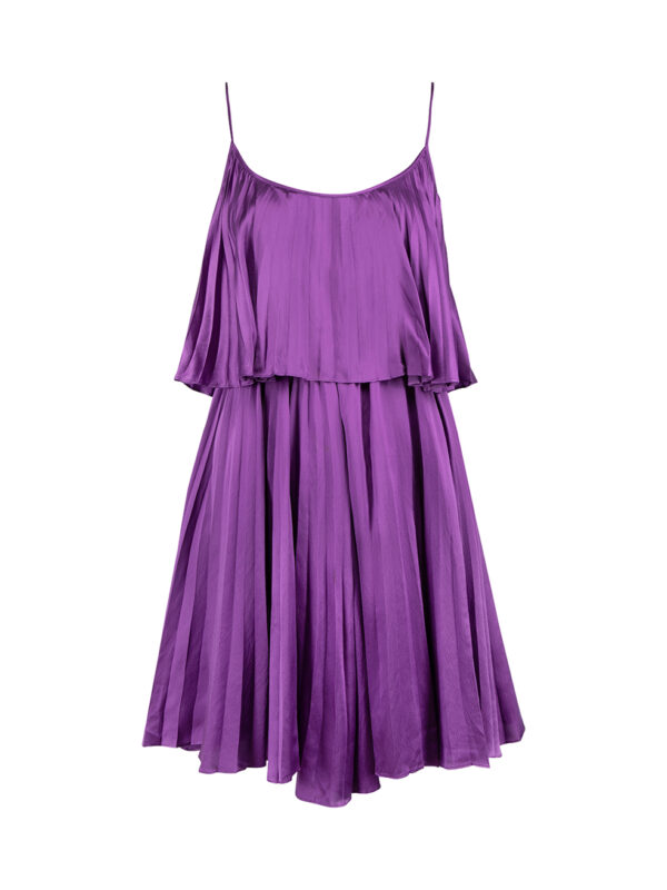 Halston Heritage Purple Silk Tiered Mini Dress