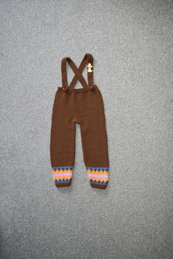 Hand Knitted Baby Leggings, Romper, Handmade Pants With Straps, Dungarees, Overalls, Size 9-12 Months