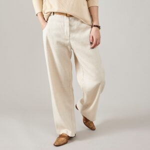 Handmade 100% Silk Pants For Women - Luxurious Italian Raw Silk, Straight, Loose Fit Tailored Trousers, Timeless Elegant