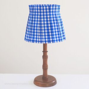 Handmade Box Pleat Blue Gingham Fabric Loose Lampshade Cover Skirt Table Or Ceiling Pendant