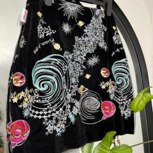 Handmade Galaxy Embroidered Tulle Black Velvet Skirt