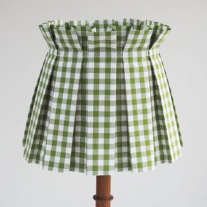 Handmade Medium Box Pleat Green Gingham Fabric Loose Lampshade Cover Skirt Table Or Ceiling Pendant