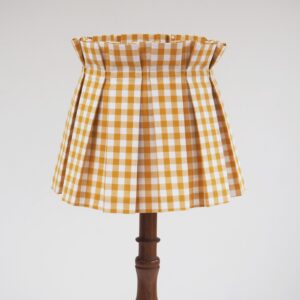 Handmade Medium Box Pleat Mustard Yellow Gingham Fabric Loose Lampshade Cover Skirt Table Or Ceiling Pendant