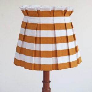 Handmade Medium Box Pleat Mustard Yellow & White Stripe Fabric Loose Lampshade Cover Skirt Table Or Ceiling Pendant