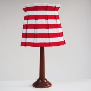 Handmade Medium Box Pleat Red & White Stripe Fabric Loose Lampshade Cover Skirt Table Or Ceiling Pendant