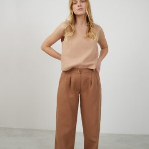 Heavy Linen Tailored Pants James/straight Leg Trousers