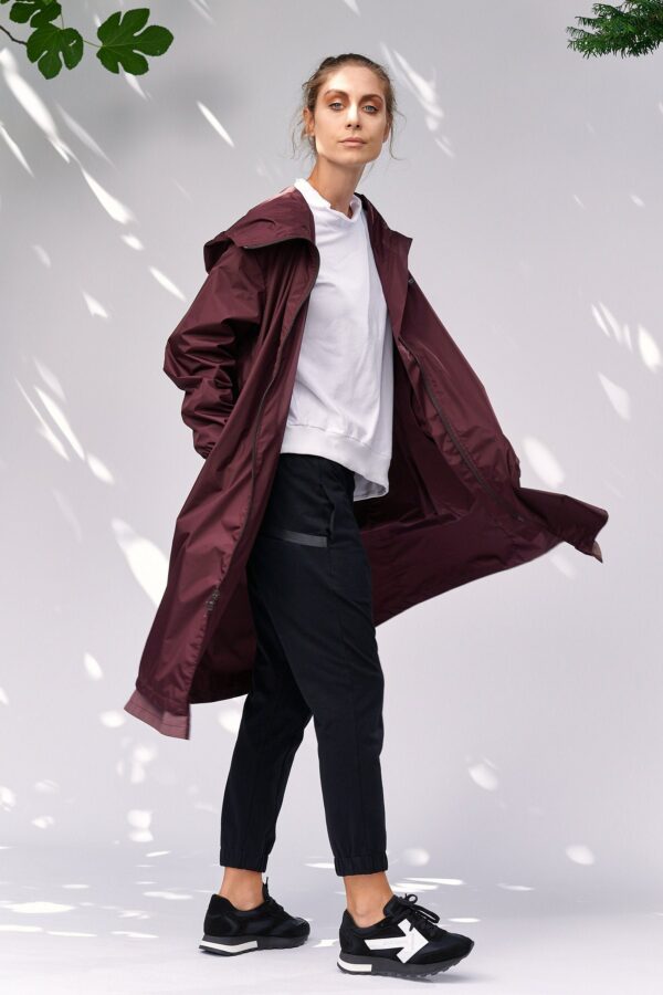 High Neck Parka Coat/Double Face Jacket Raincoat Light Bordo By Aryasense