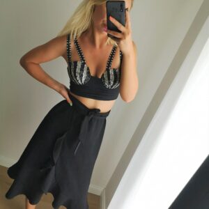 High Waist Ruffle Skirt/Long Black Summer Dress