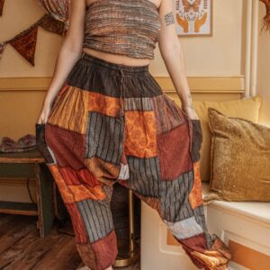 Hippie Patchwork Harem Pants | Unisex Men's Women's Festival Xs-1X Recycled Eco Patch Bohemian Handmade Yoga Pants