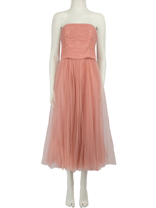 Honayda Pink Strapless Tulle Midi Dress