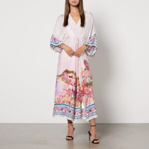 Hope & Ivy Libby Printed Satin Kimono Dress - UK 6