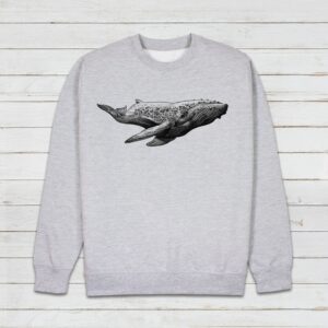 Humpback Whale Sweatshirt Traditional Pencil Drawing Blue Orca Earth Planet Ocean Sea Vegan Print Aesthetic Printed Womens Mens Jumper Top