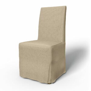 IKEA - Henriksdal Dining Chair Cover Long Skirt with Box Pleat (Standard model), Unbleached, Linen - Bemz