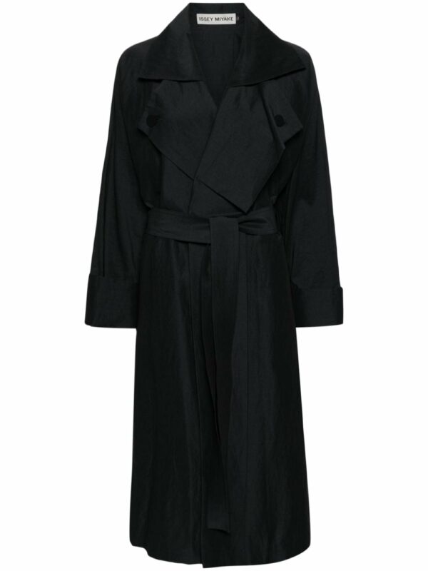 ISSEY MIYAKE- Linen Blend Belted Trench Coat