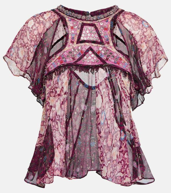 Isabel Marant Orna printed silk chiffon top