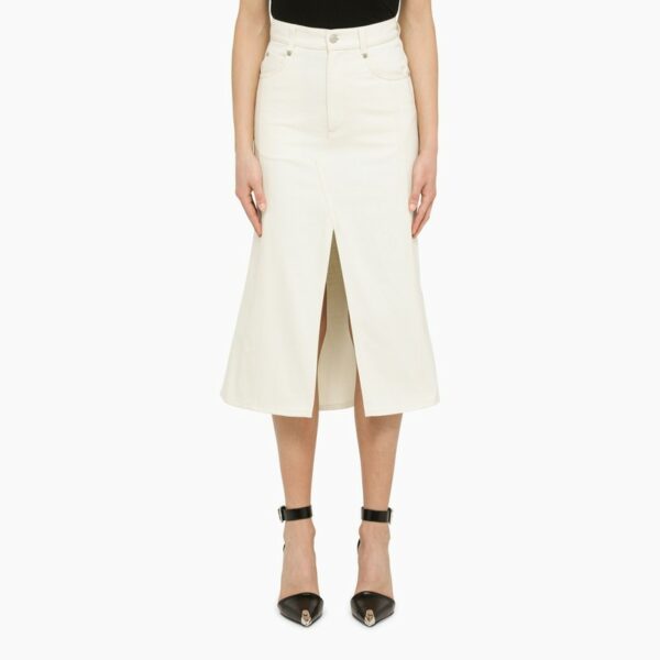 Ivory denim pencil skirt