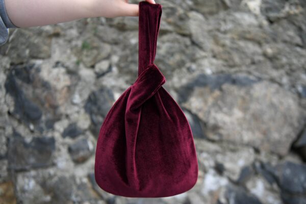 Japanese Knot Bag Purse Velvet Wedding, Special Occasion, Simple Elegant Bag, Evening Dress, Maroon Bordeaux - Color Option