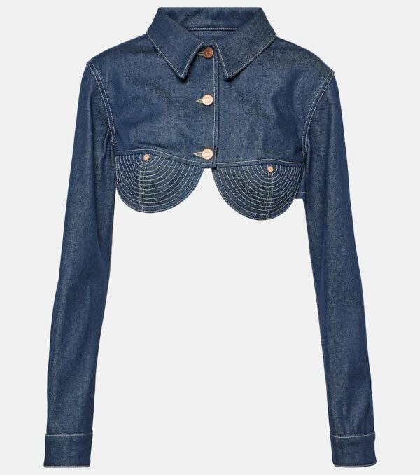 Jean Paul Gaultier Cropped denim bustier jacket