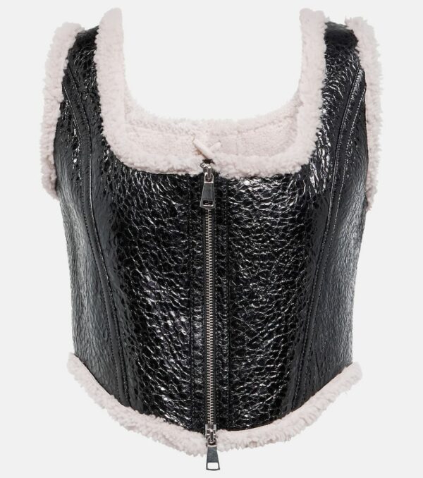 Jean Paul Gaultier Laminated leather and shearling corset