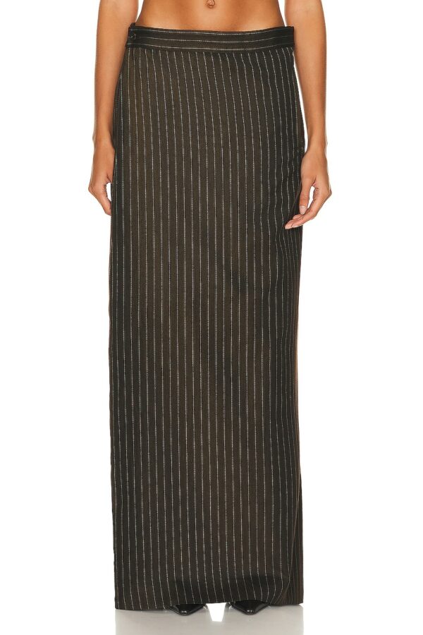 Jean Paul Gaultier Tennis Stripes Low Waist Trouser Skirt in Brown & Ecru - Brown. Size 36 (also in 40).