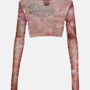 Jean Paul Gaultier x KNWLS printed mesh crop top