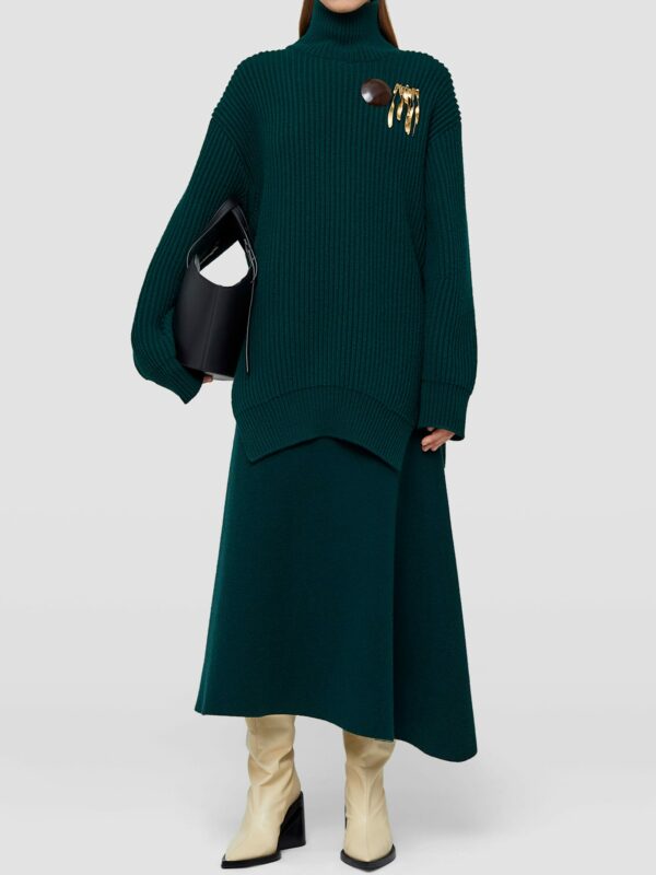 Jil Sander Asymmetrical Green Skirt