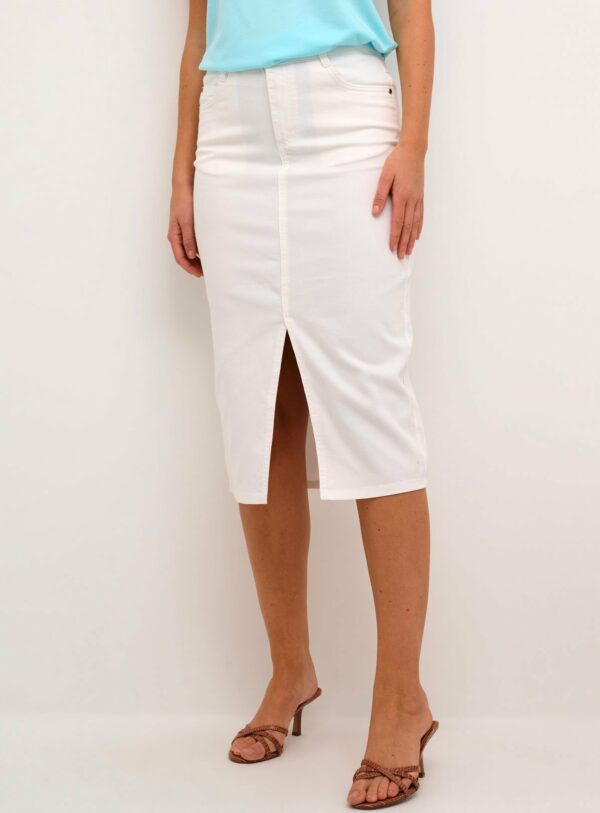 KAFFE Zelina Midi Denim Pencil Skirt White