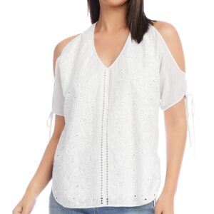 Karen Kane Eyelet Cold Shoulder Top