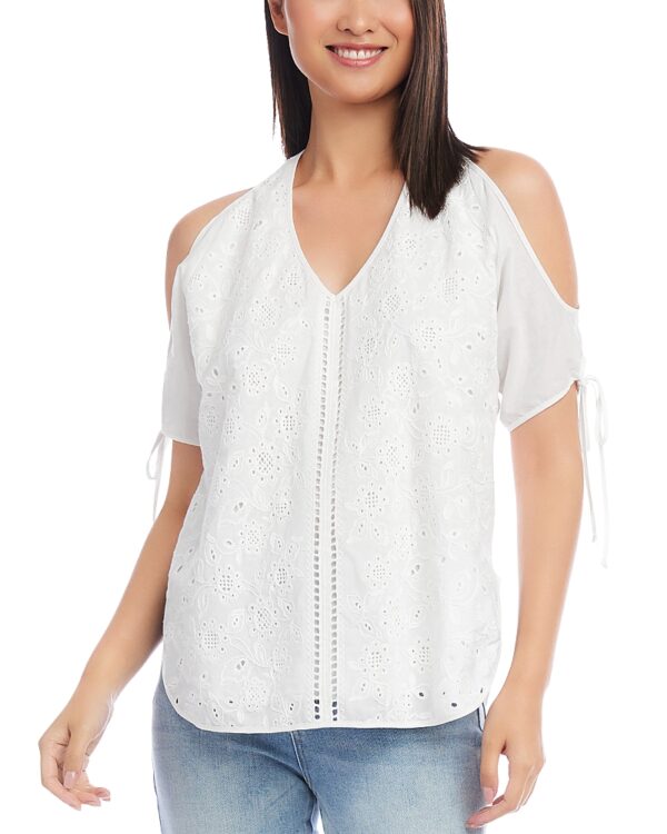 Karen Kane Eyelet Cold Shoulder Top