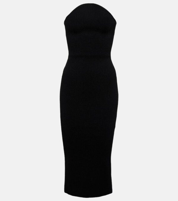 Khaite Strapless ribbed midi dress