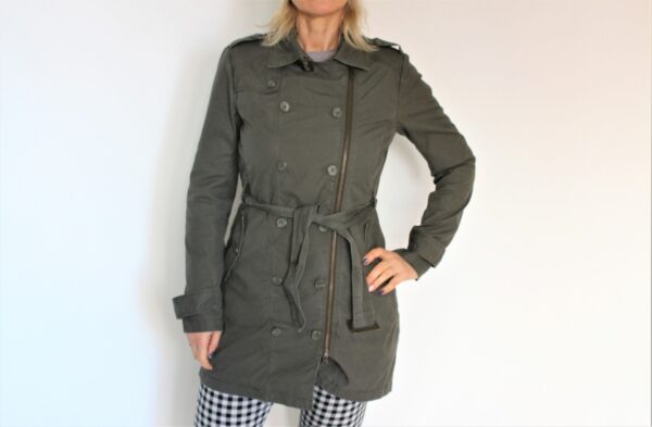 Khaki Parka Green Trench Coat Women's Military Long Jacket Medium Size