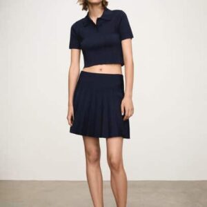 Knitted panel skirt dark navy - Woman - M - MANGO