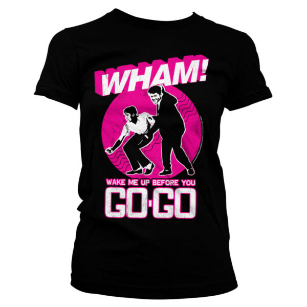 (L, Black) Officially Licensed WHAM - Wake Me Up Before You Go-Go Women T-Shirt (Black)