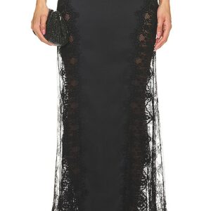 L'AGENCE Minka Long Lace Panel Skirt in Black. Size 00, 2, 6.