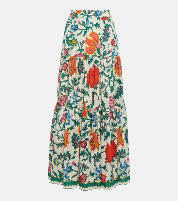 La DoubleJ Big tiered cotton and silk maxi skirt