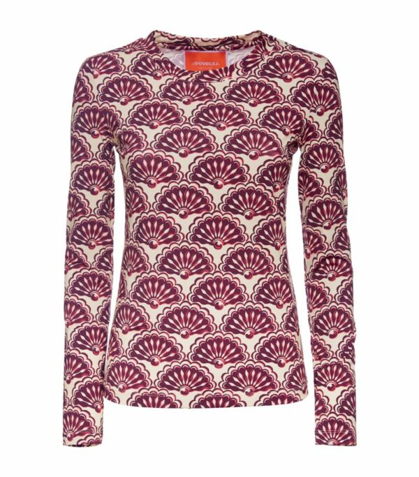 La Doublej Patterned Long-Sleeve Crew-Neck Top